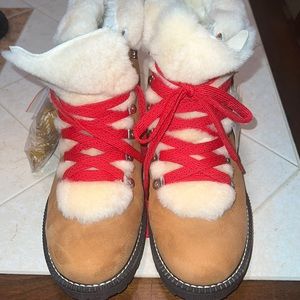 Shearling winter snow boots.